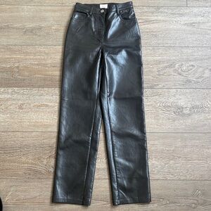 Wilfred Aritzia Black High Waisted Straight Leg Vegan Faux Leather Pants